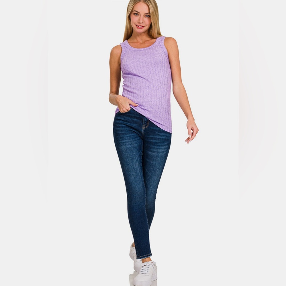 Zenana Ribbed Round Neck Tank - Picture 2 of 3